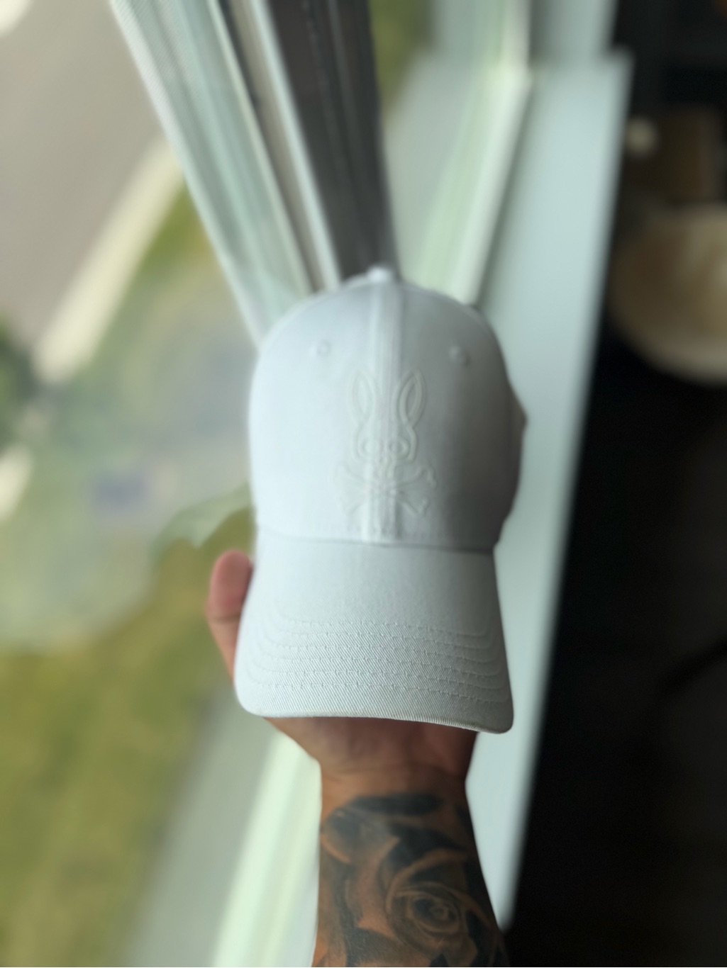 Psycho Bunny White Embroidered Logo Baseball Cap